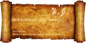 Wohlstein János névjegykártya